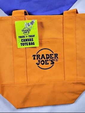 Trader Joe's Trick or Treat Orange Canvas Tote Bag NWT
